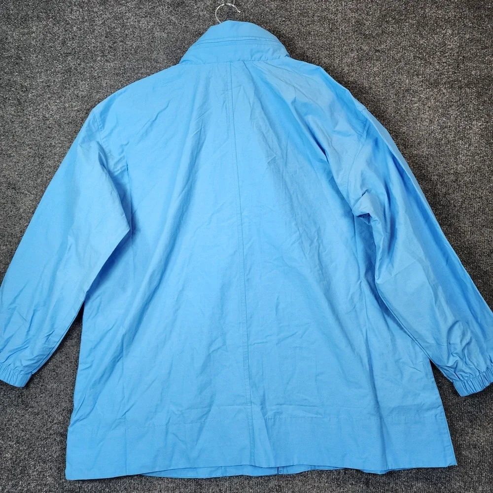 NWT Eileen Fisher Hidden‎ Hood Stand Collar Organic Cotton Nylon Rain Jacket L
